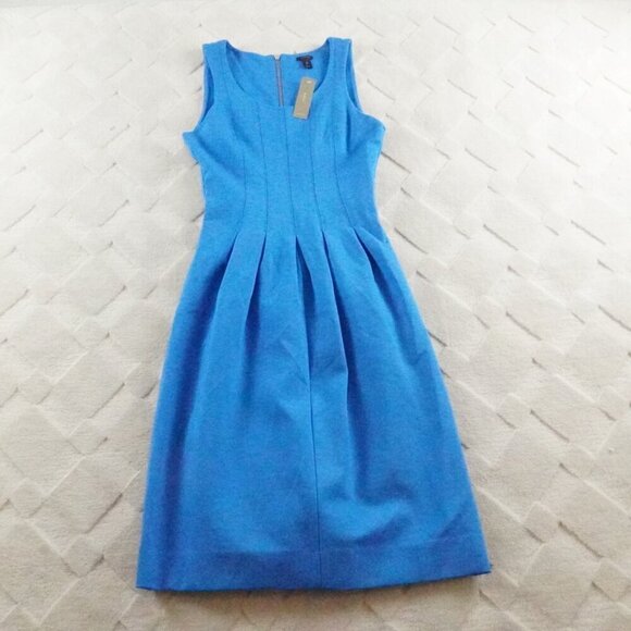 J. Crew Dresses & Skirts - J.Crew Pleated Flare Dress Sleeveless Tank Aline Silhouette Womens 00 Blue